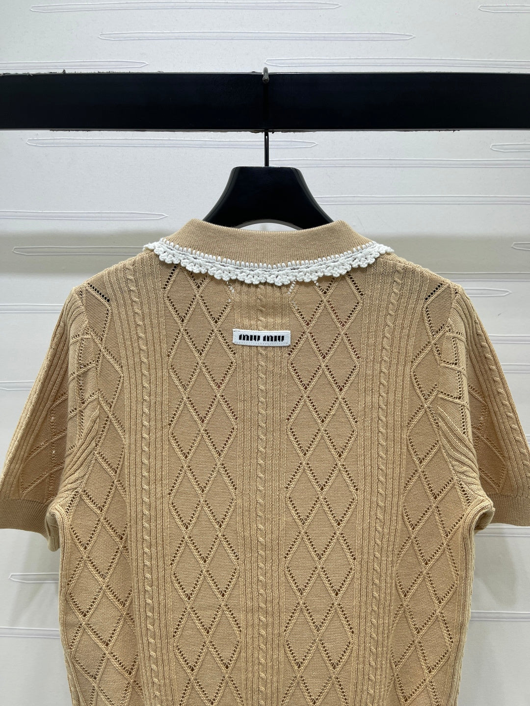 Miu 26s Short-Sleeved Shirt Khaki Cotton 397461