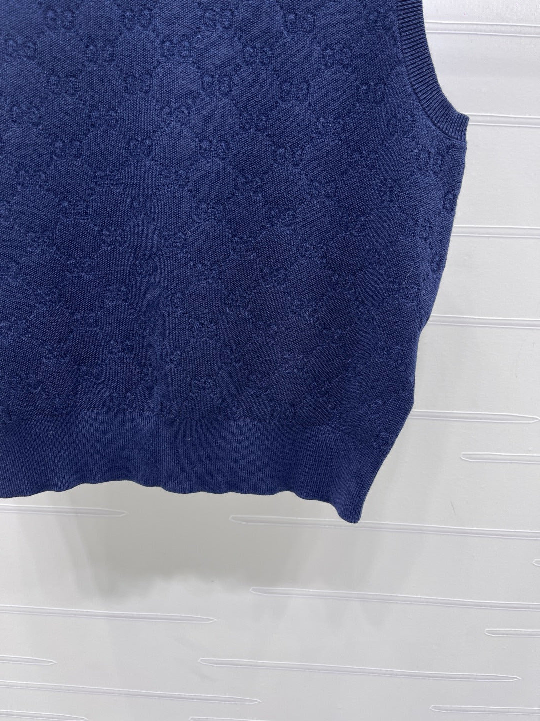 GG Jacquard Crew Neck Knit Vest Black Tencel 397475