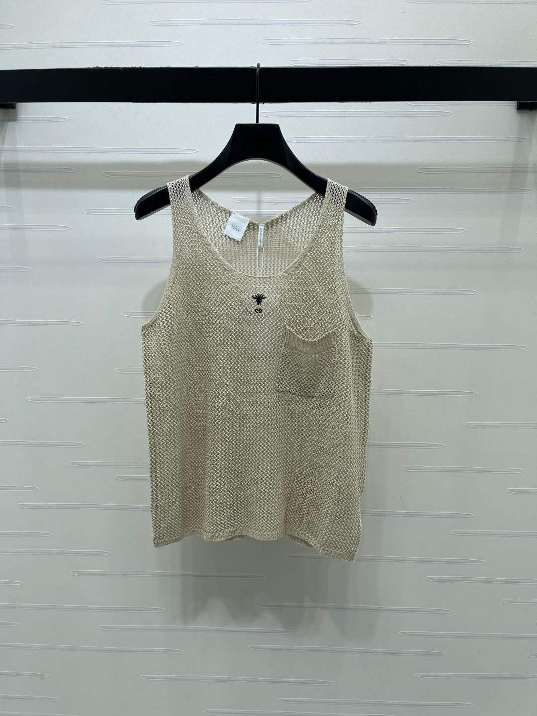 CD Hollow-Out Knit Vest Light Taupe Acrylic Cotton 397471