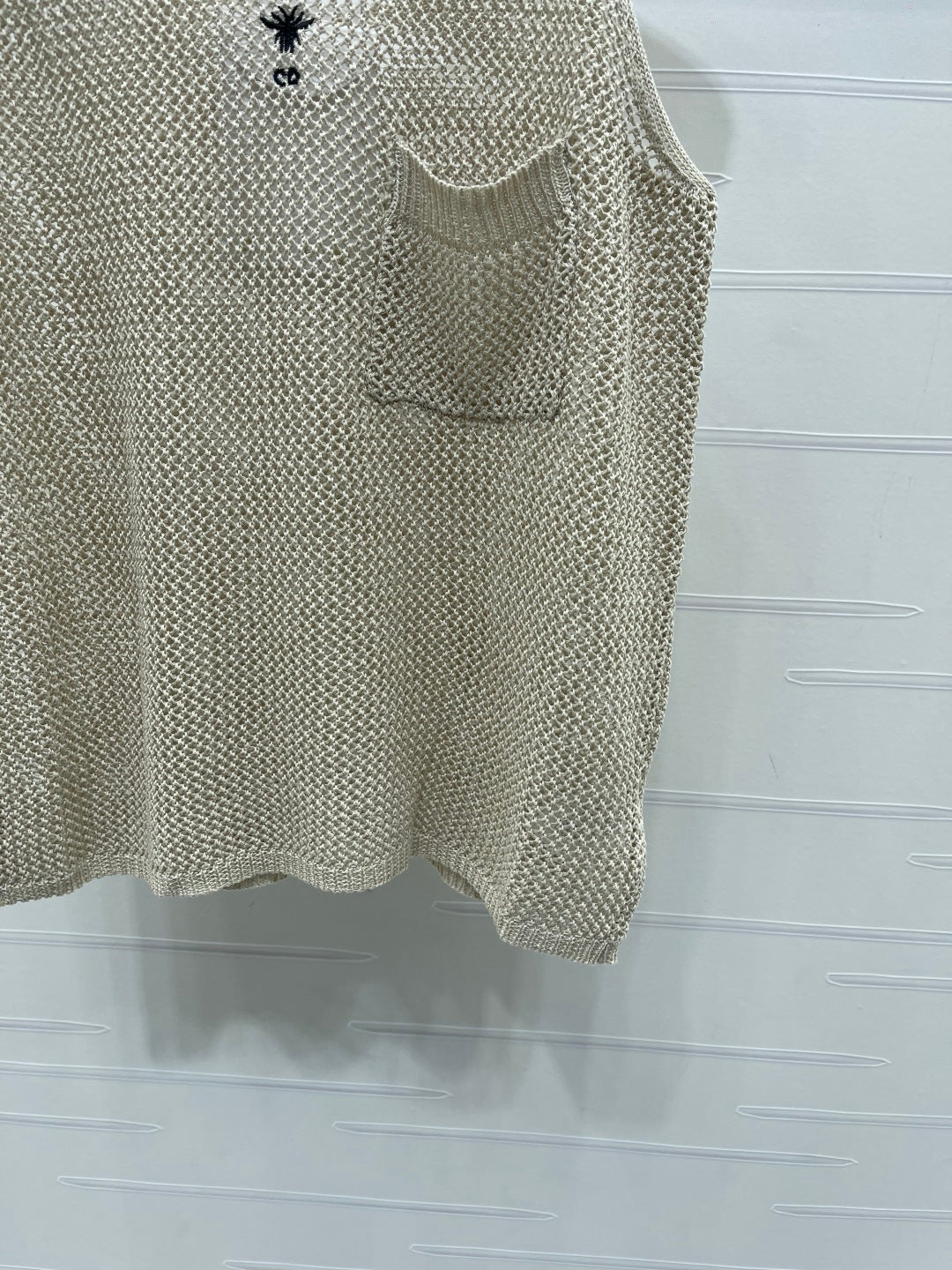 CD Hollow-Out Knit Vest Light Taupe Acrylic Cotton 397471