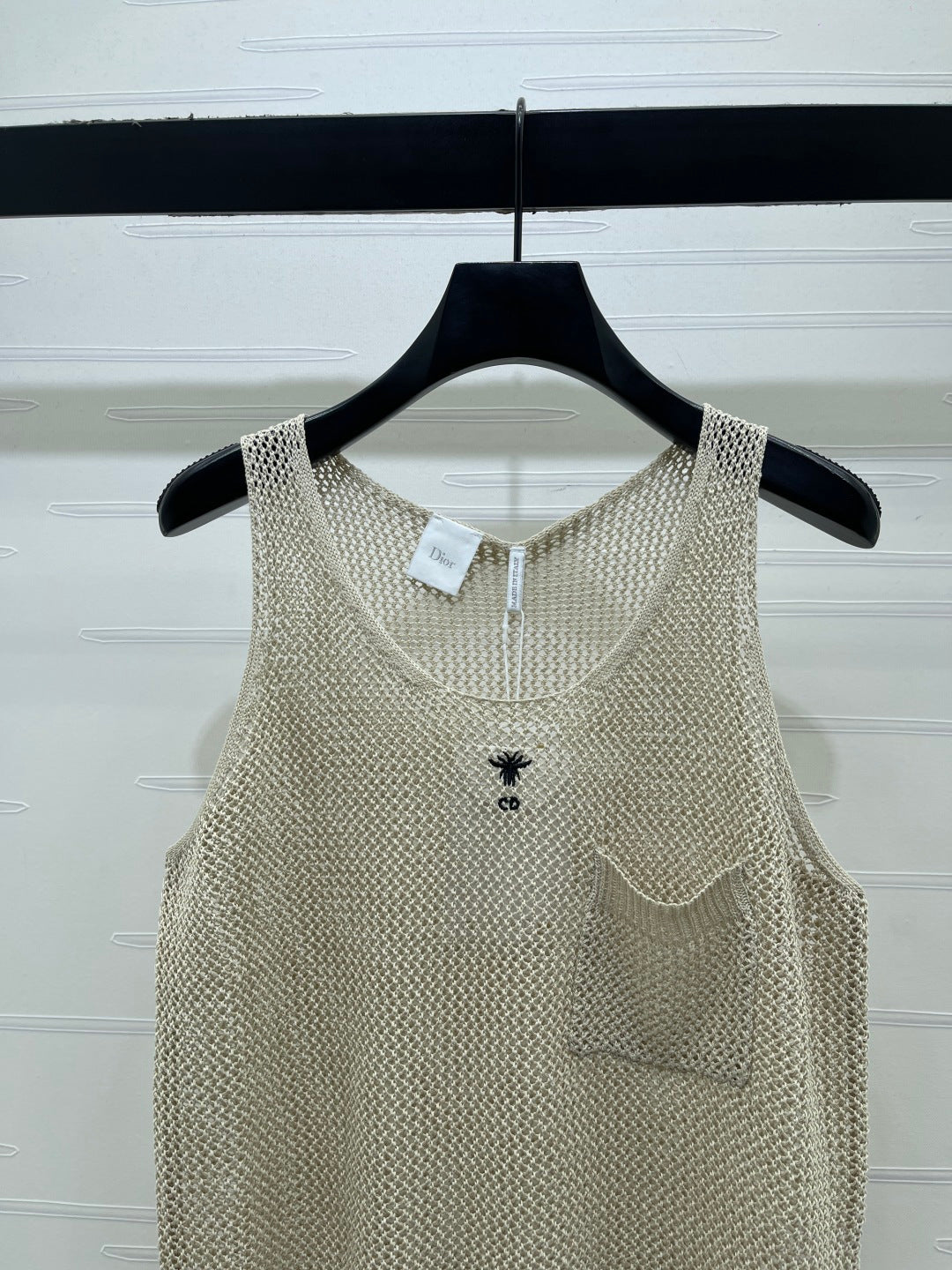 CD Hollow-Out Knit Vest Light Taupe Acrylic Cotton 397471