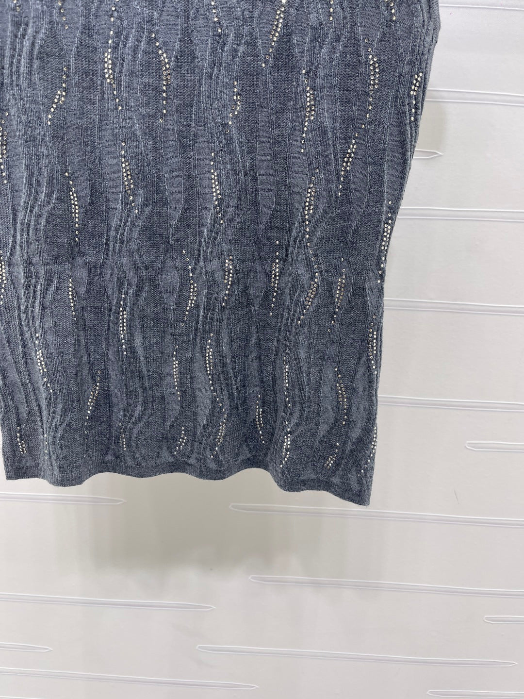 CC 26s High-Neck Rhinestone Knit Vest Grey Wool 410771