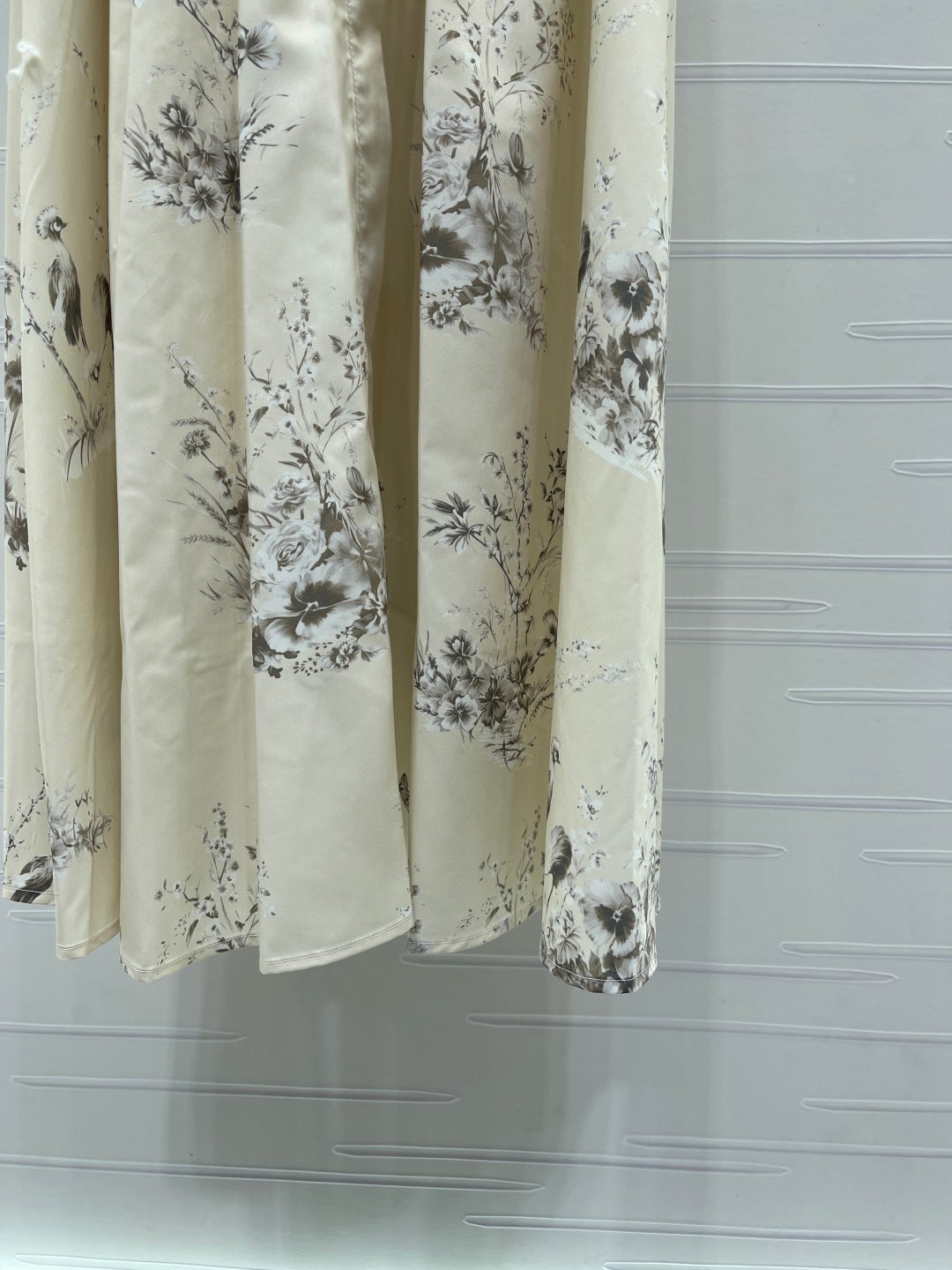 CD 26s Floral Print Collar Short Sleeve Dress Cream Polyester 406525