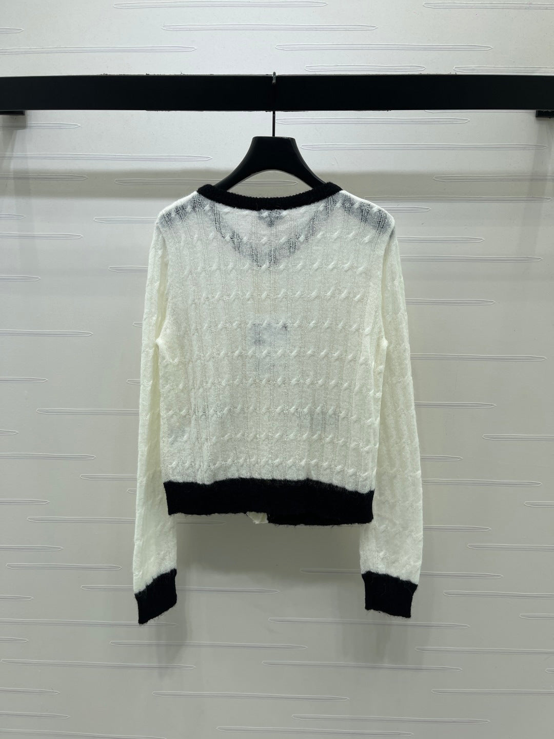 CC 26s Neck Knit Long Sleeve Cardigan Cream Wool Nylon 413356