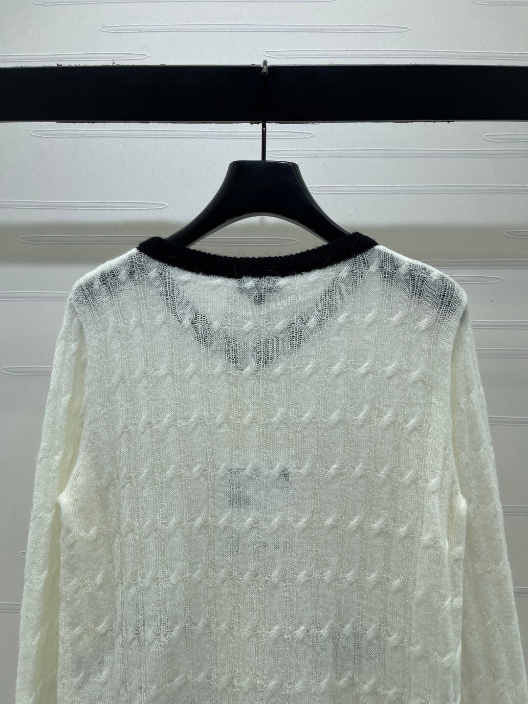 CC 26s Neck Knit Long Sleeve Cardigan Cream Wool Nylon 413356