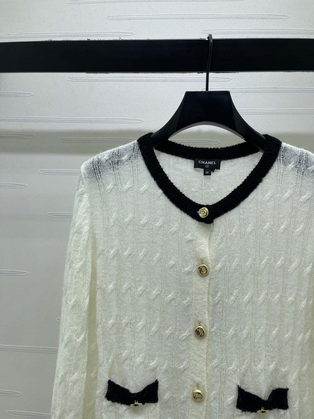 CC 26s Neck Knit Long Sleeve Cardigan Cream Wool Nylon 413356