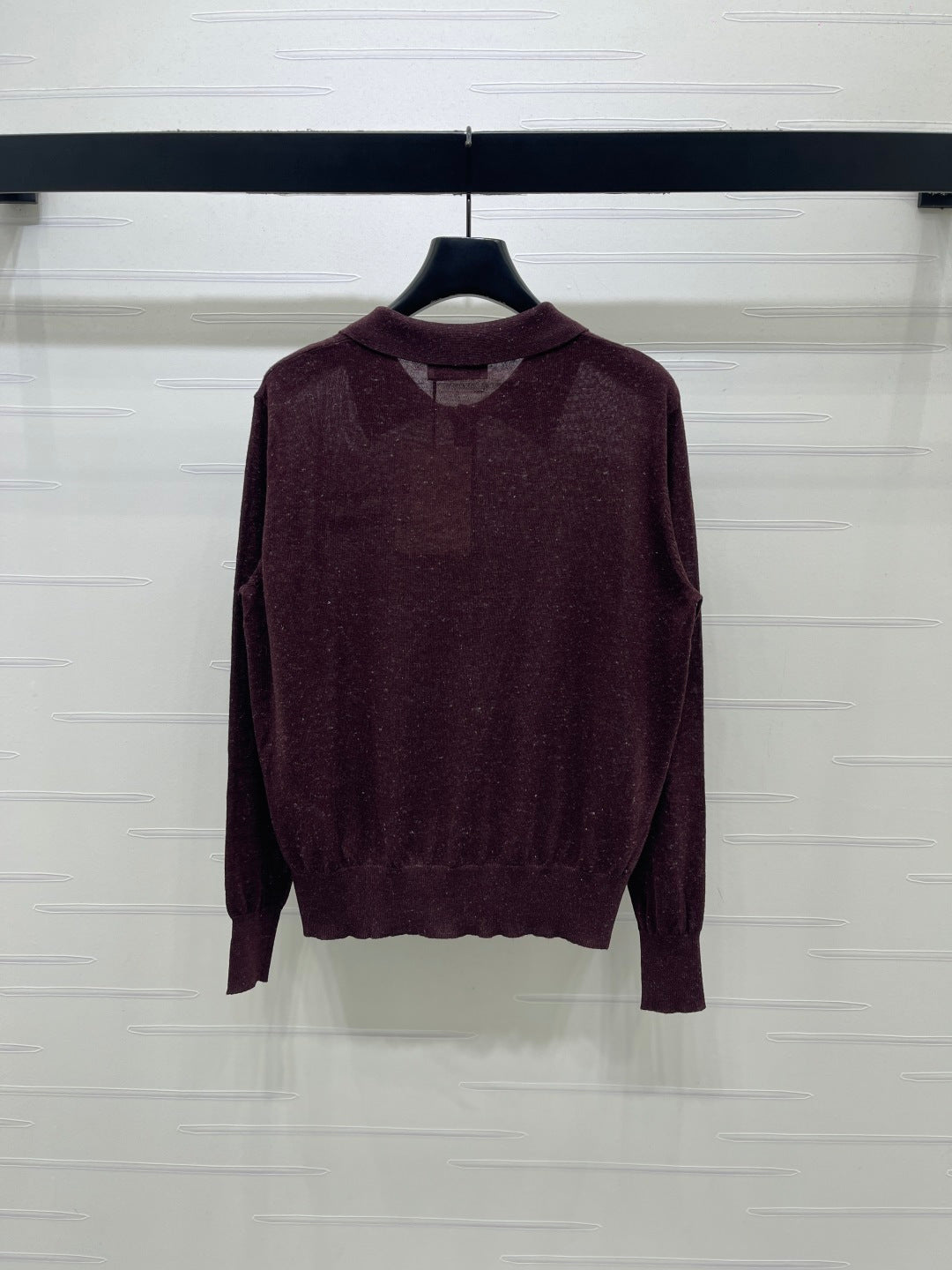 Miu 26s Knit Long-Sleeve Top Burgundy Wool  414882