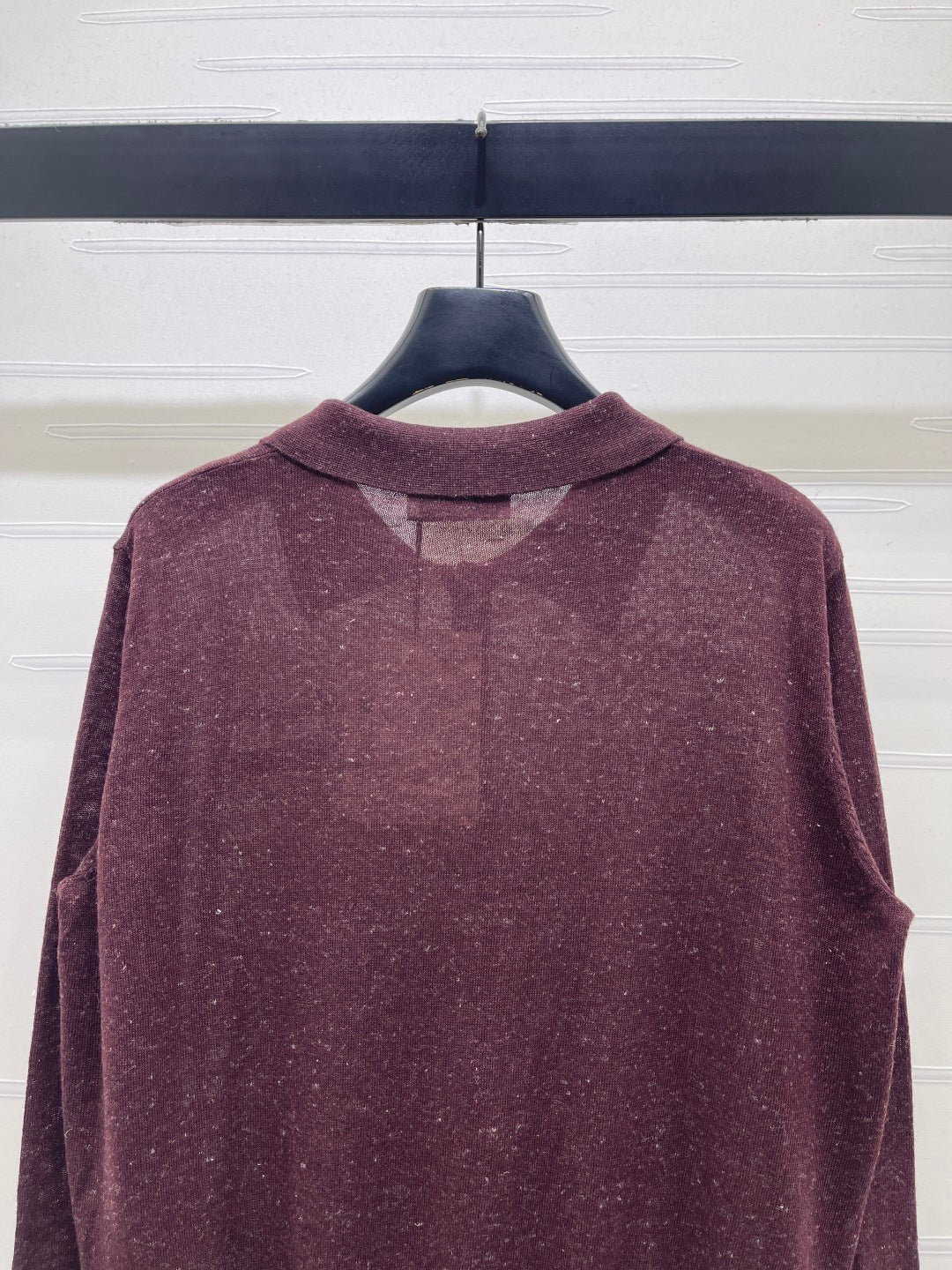 Miu 26s Knit Long-Sleeve Top Burgundy Wool  414882