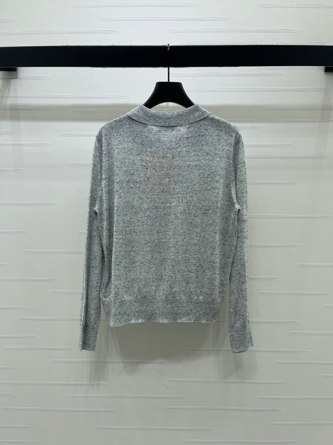 Miu 26s Knit Long-Sleeve Top Grey Wool 414881