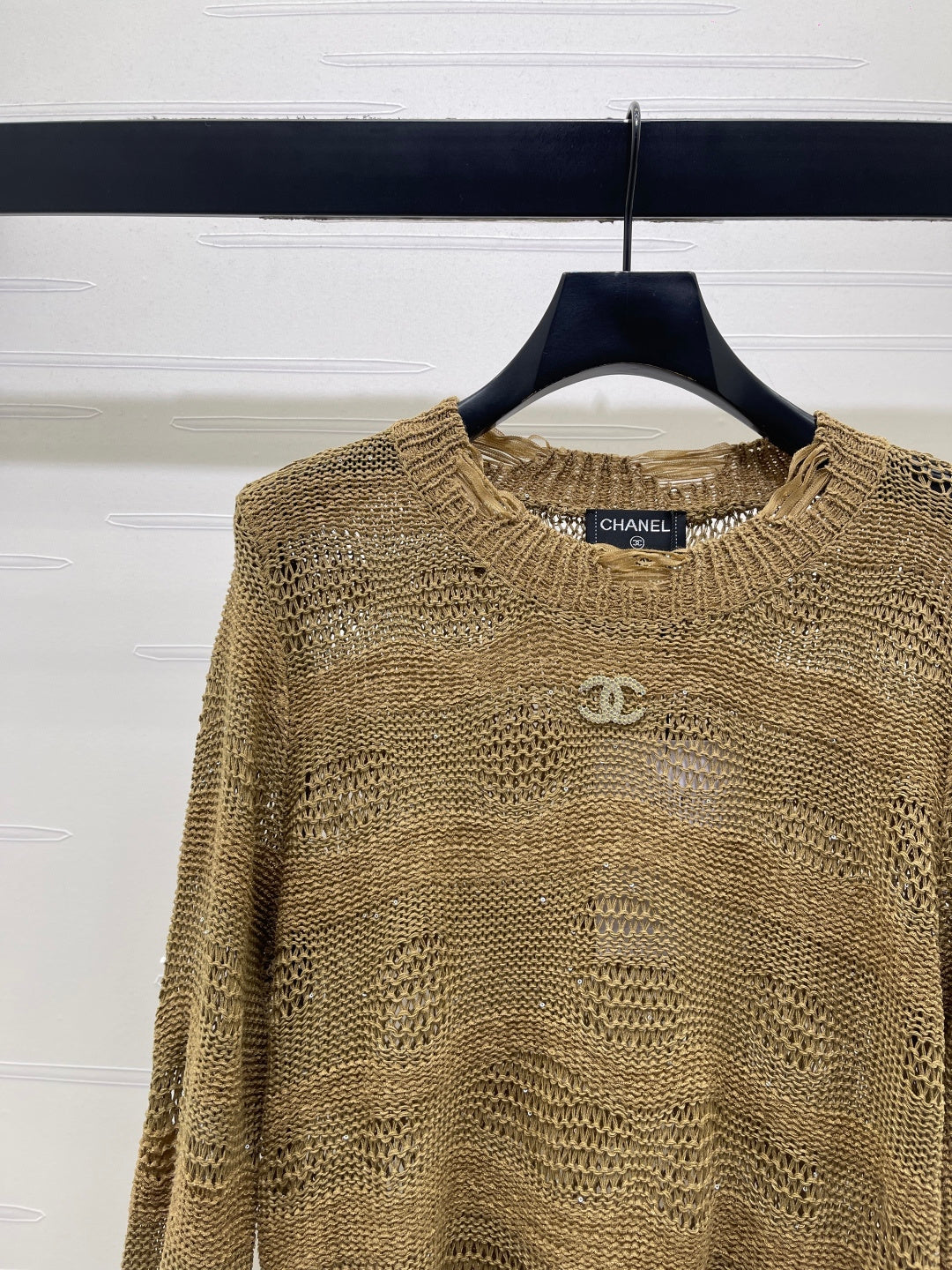 CC 26s Neck Knit Long-Sleeved Top Khaki Wool 414886