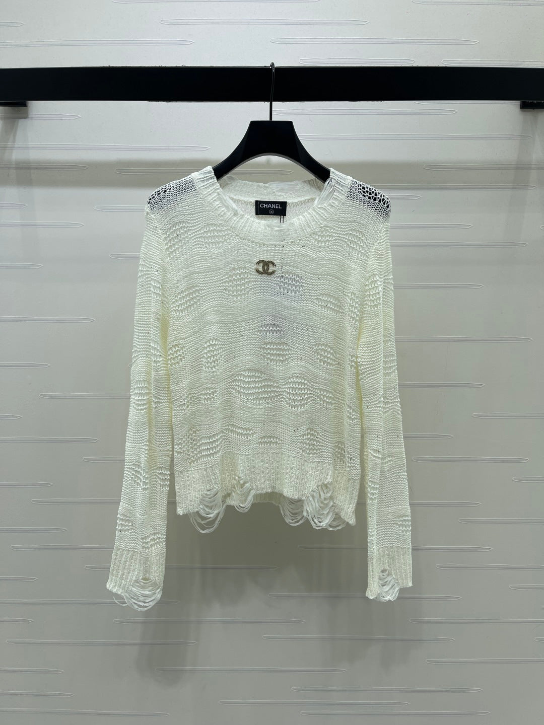 CC 26s Neck Knit Long-Sleeved Top White Wool 414885