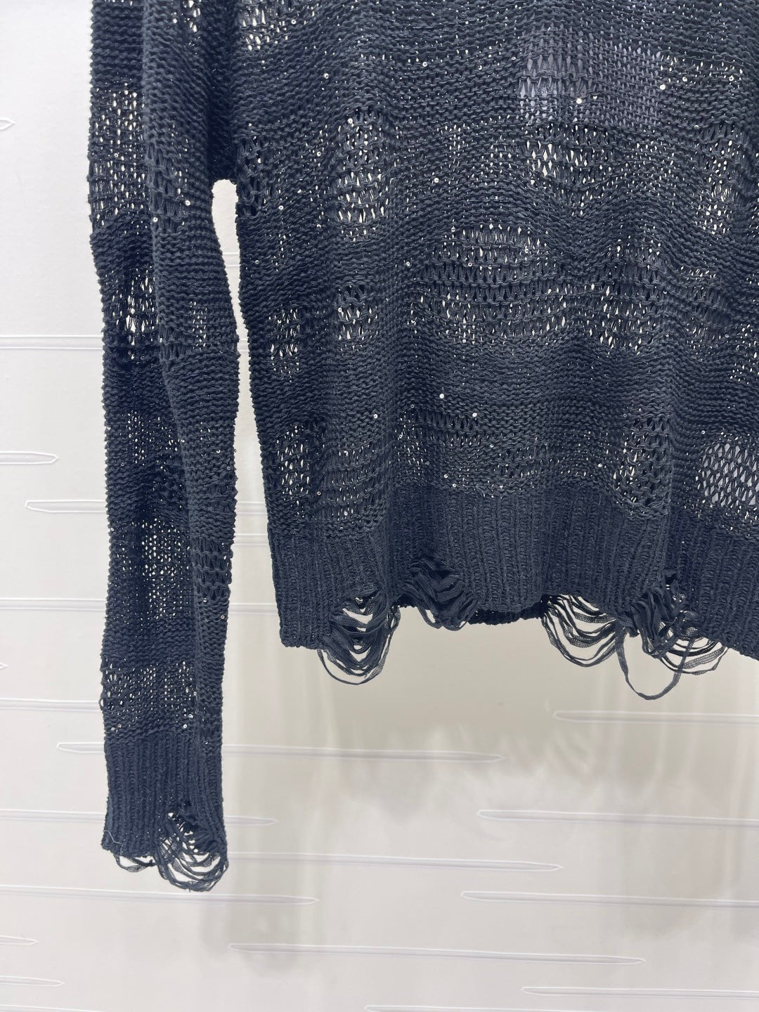CC 26s Neck Knit Long-Sleeved Top Black Wool 414887
