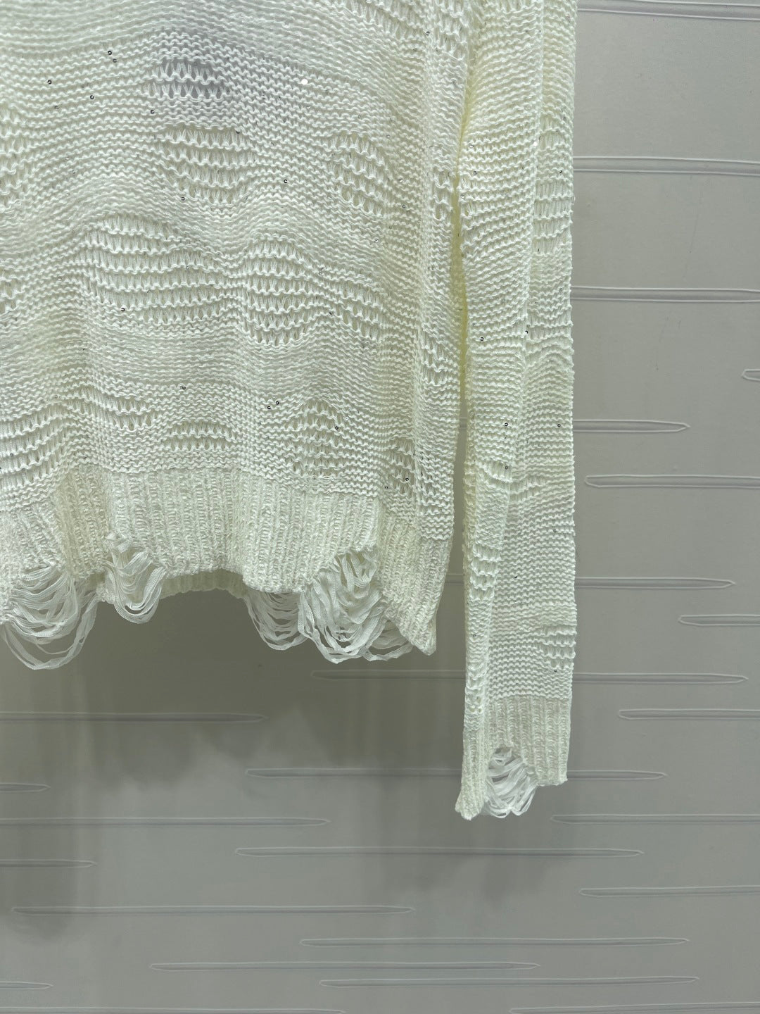 CC 26s Neck Knit Long-Sleeved Top White Wool 414885