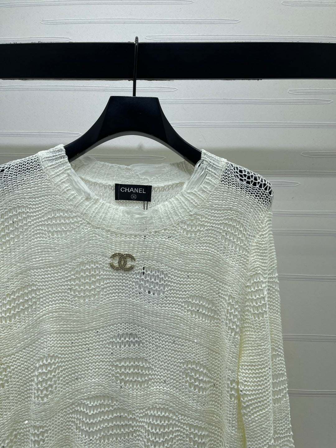 CC 26s Neck Knit Long-Sleeved Top White Wool 414885