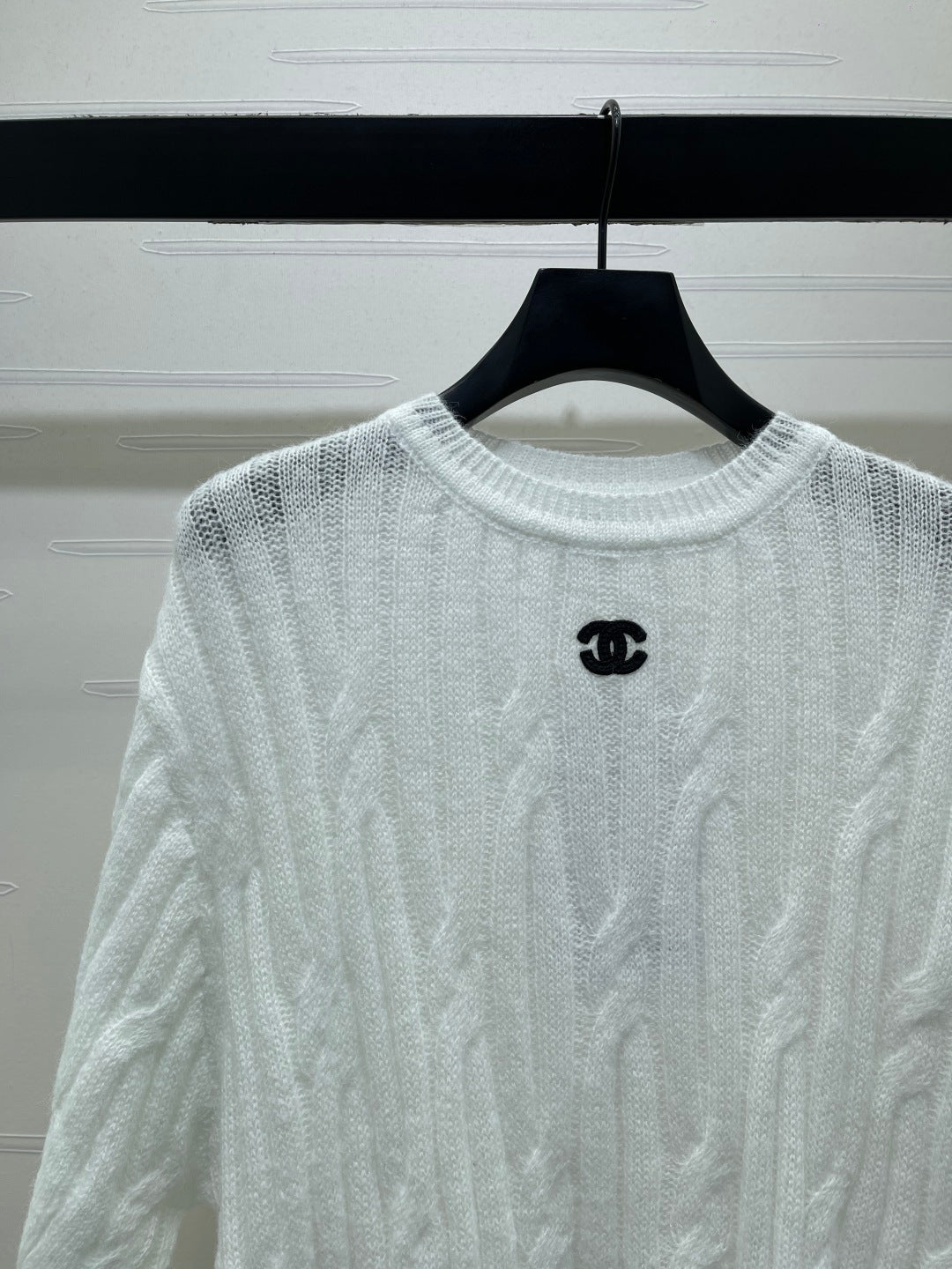 CC 26s Cable Knit Short-Sleeve T-Shirt White Wool 422033