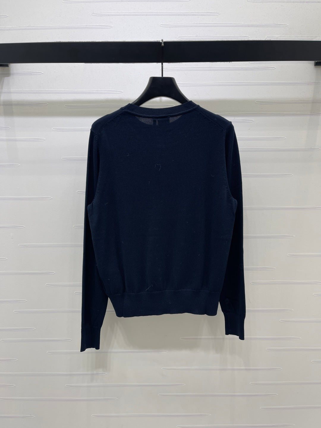 CD 26s Embroidered Logo Knit Long-Sleeve Sweater Navy Blue Wool 422005