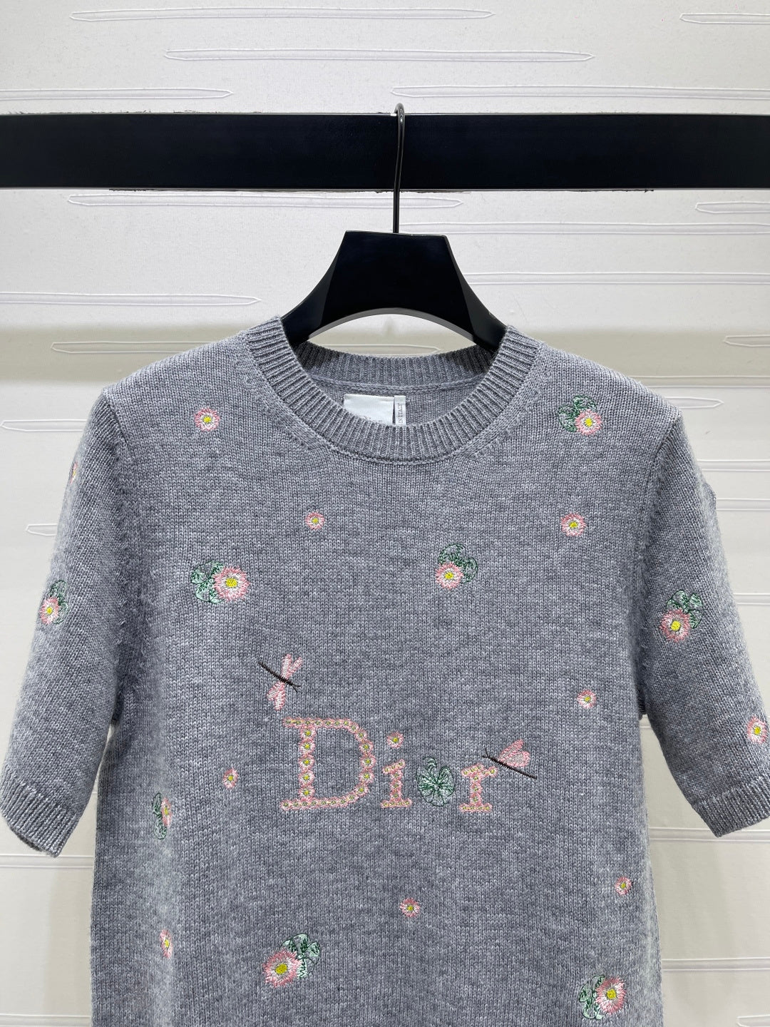 CD 26s Short-Sleeved Embroidered Sweater Grey Wool 422023