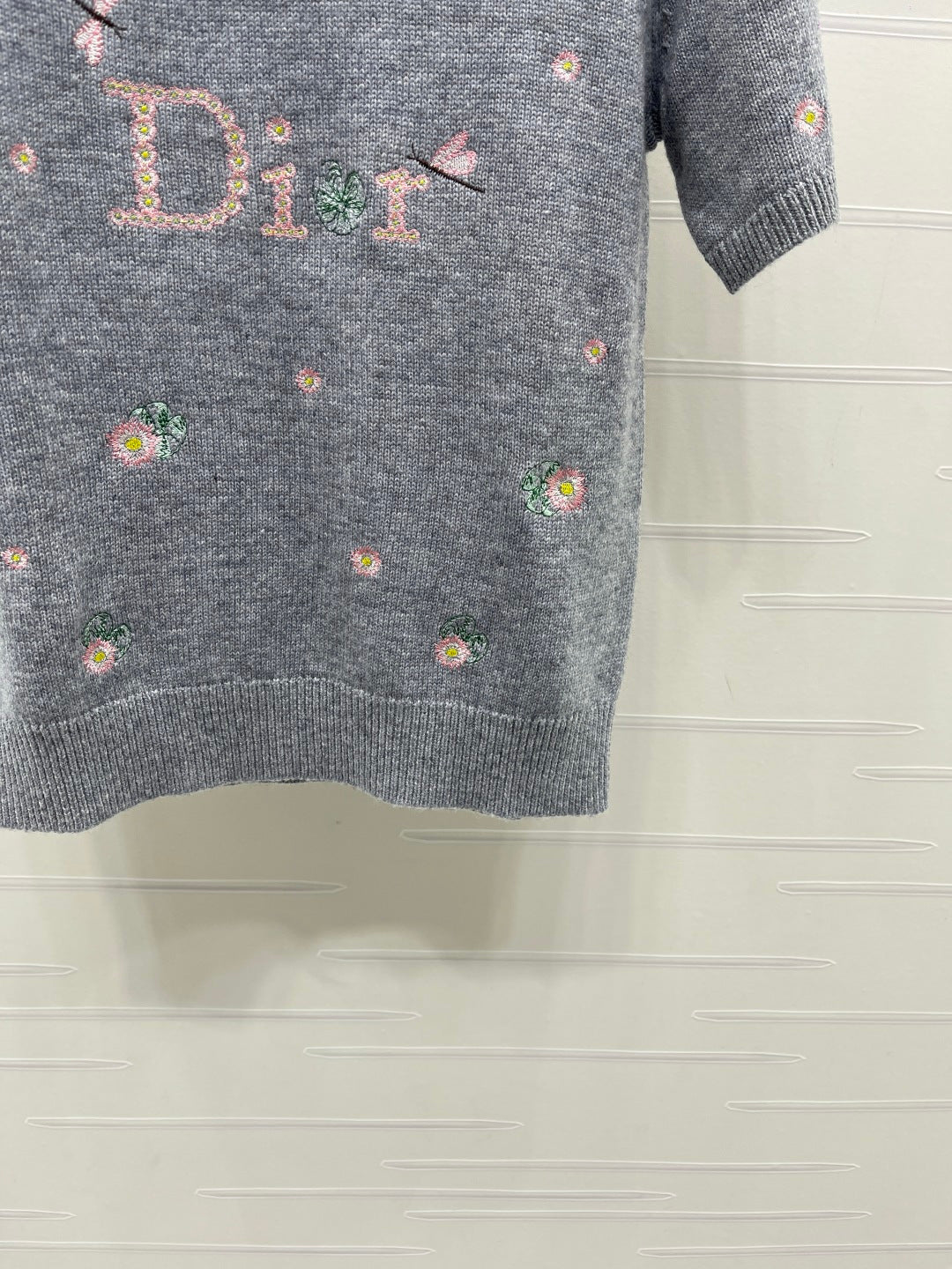 CD 26s Short-Sleeved Embroidered Sweater Grey Wool 422023