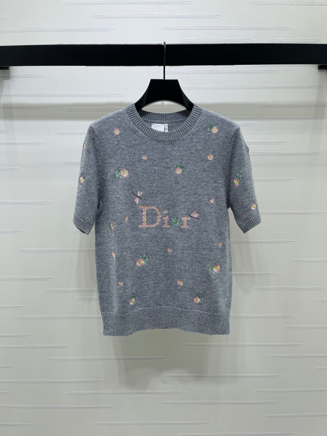CD 26s Short-Sleeved Embroidered Sweater Grey Wool 422023