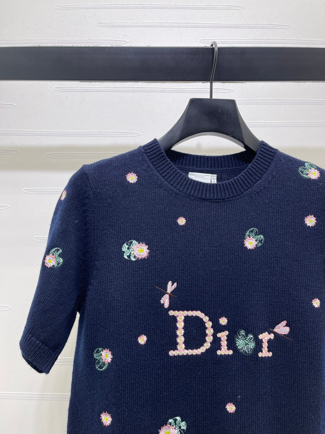 CD 26s Short-Sleeved Embroidered Sweater Navy Blue Wool 422022
