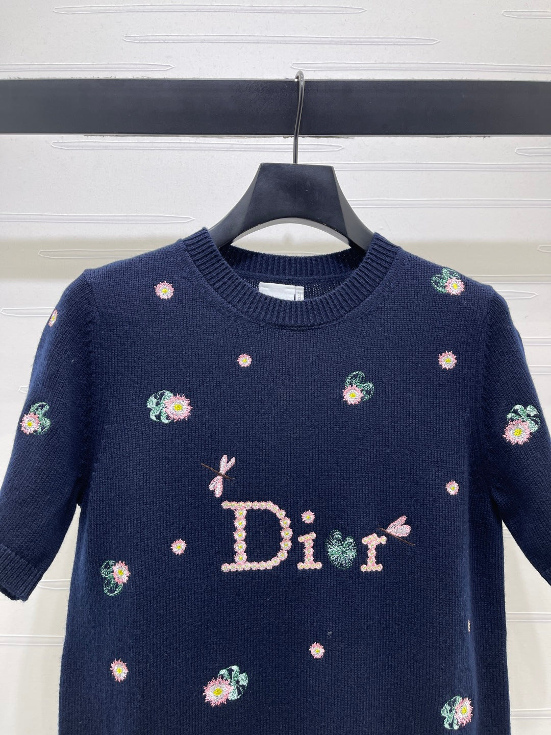 CD 26s Short-Sleeved Embroidered Sweater Navy Blue Wool 422022