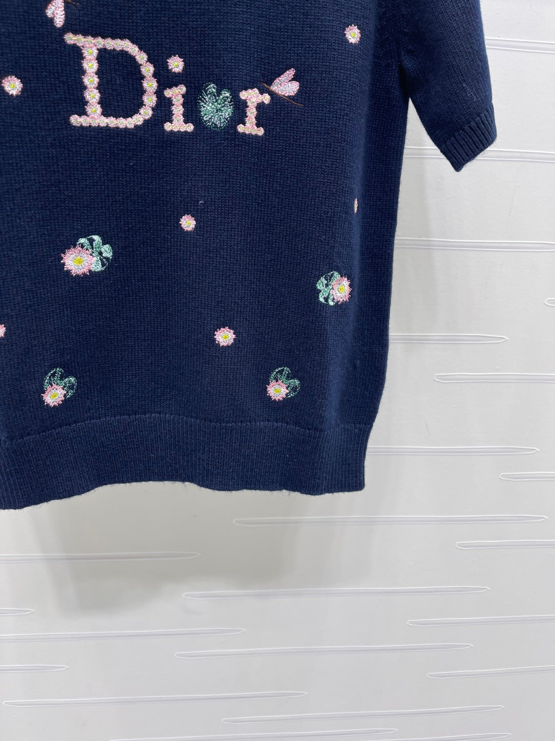 CD 26s Short-Sleeved Embroidered Sweater Navy Blue Wool 422022