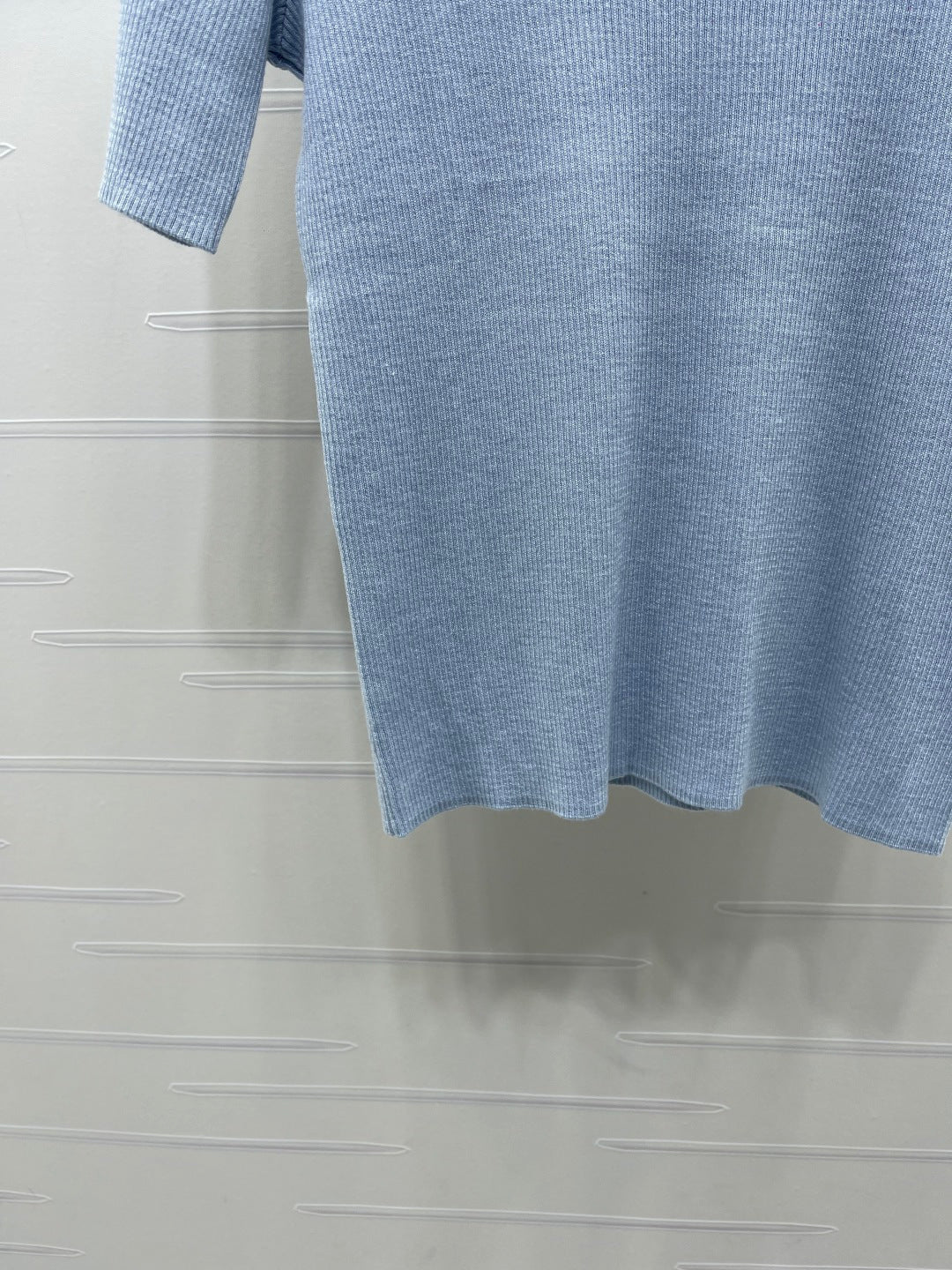 Prada 26s Round Neck Slim Fit Knit Short-Sleeve Top Light Blue Wool 421997