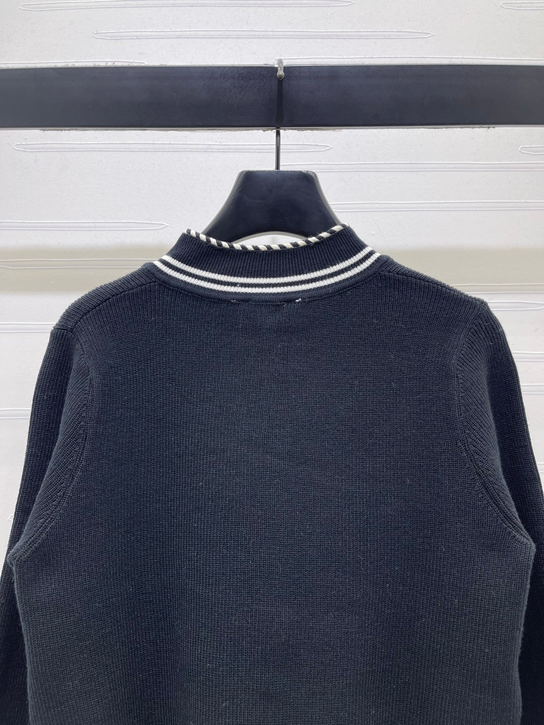 CC 26s Small Stand Collar Knit Long Sleeve Cardigan Black Wool 423886
