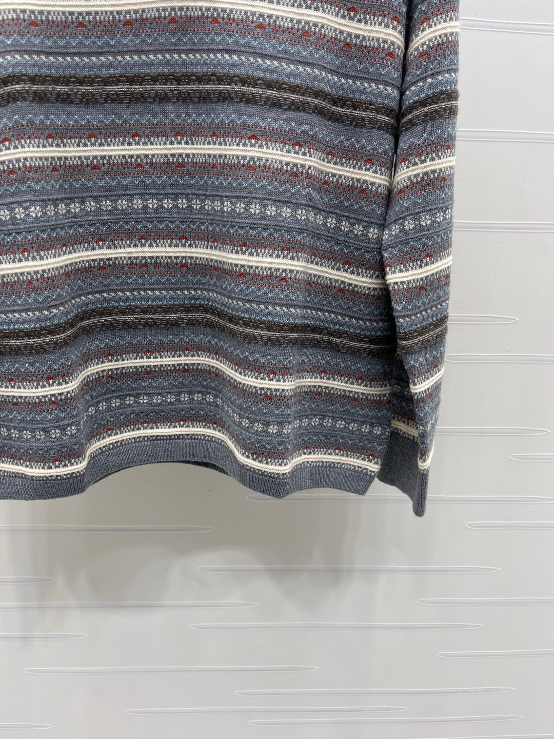 Miu 26s Striped Collar Knit Long Sleeve Grey Wool 423879