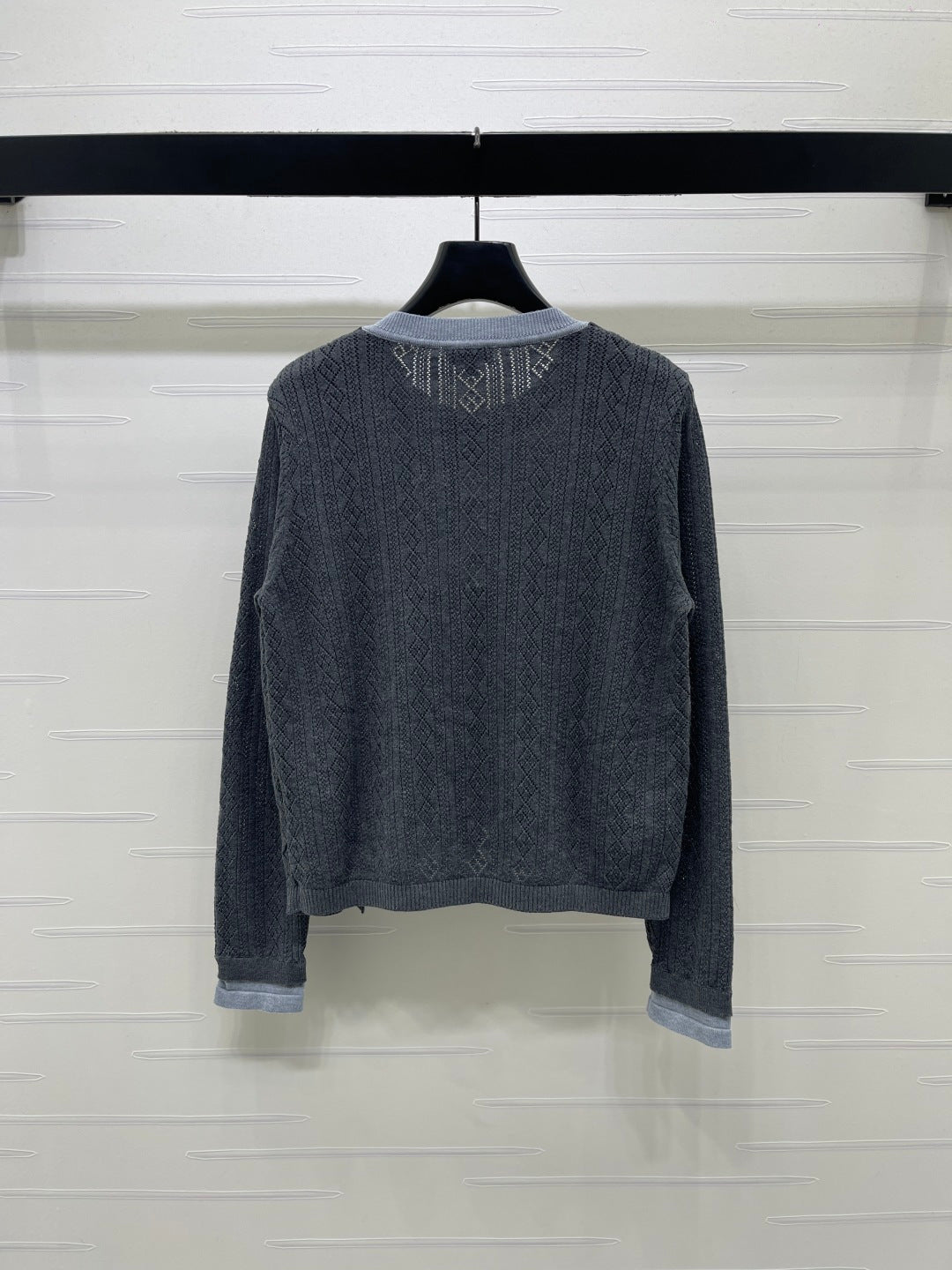 CC 26s Faux Two-Piece Knitted Crew Neck Cardigan Grey Wool 423882