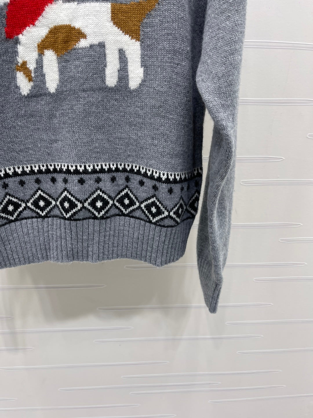 Max 26s Animal Print Knit Long Sleeve Grey Wool 423845