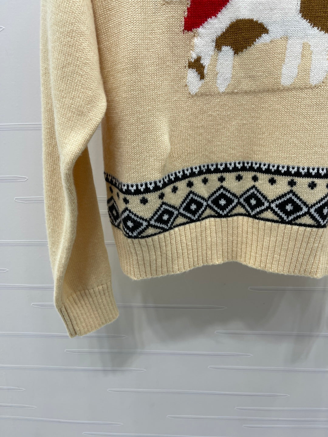 Max 26s Animal Print Knit Long Sleeve Beige Wool 423844