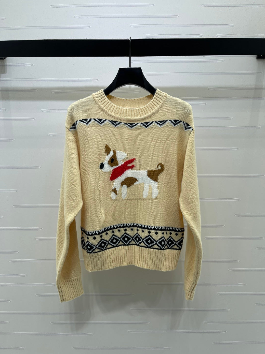 Max 26s Animal Print Knit Long Sleeve Beige Wool 423844