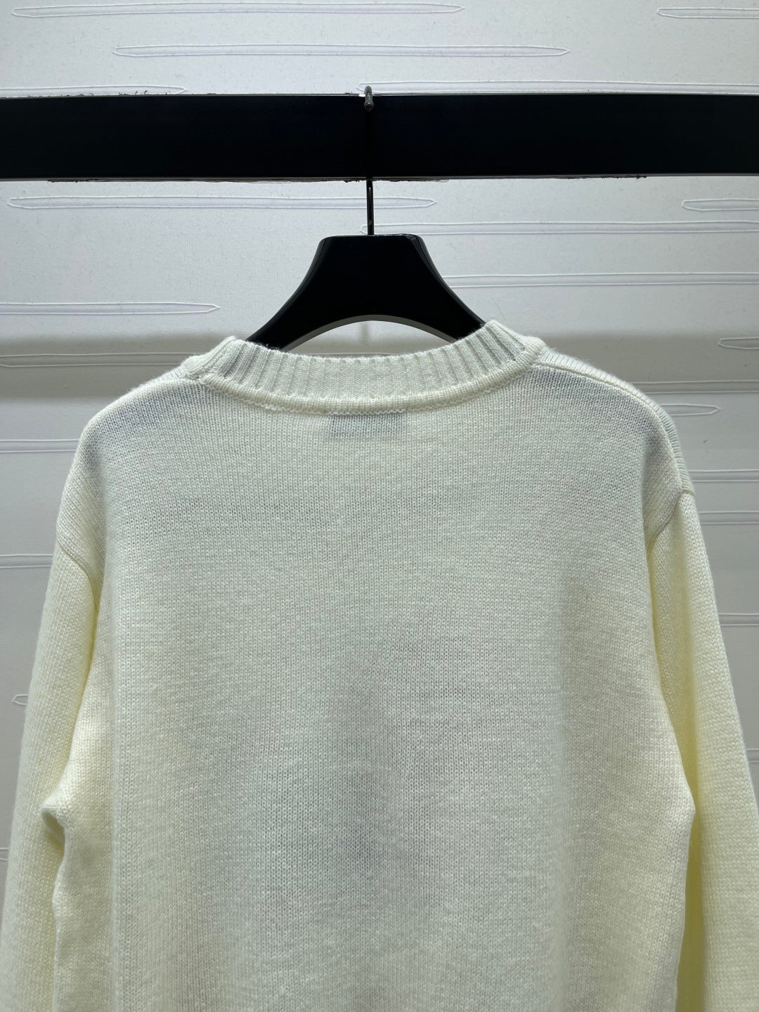 Max 26s Animal Print Knit Long Sleeve Cream Wool 423843