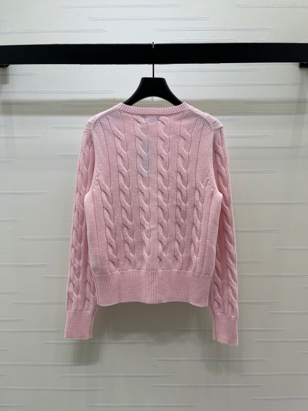 Ralph Lauren 26s Knit Crew Neck Long-Sleeve Cardigan Light Pink Wool 423870