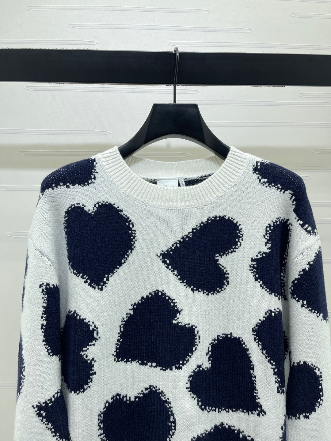 CD 26s Heart Jacquard Knit Sweater Black White Wool 423833