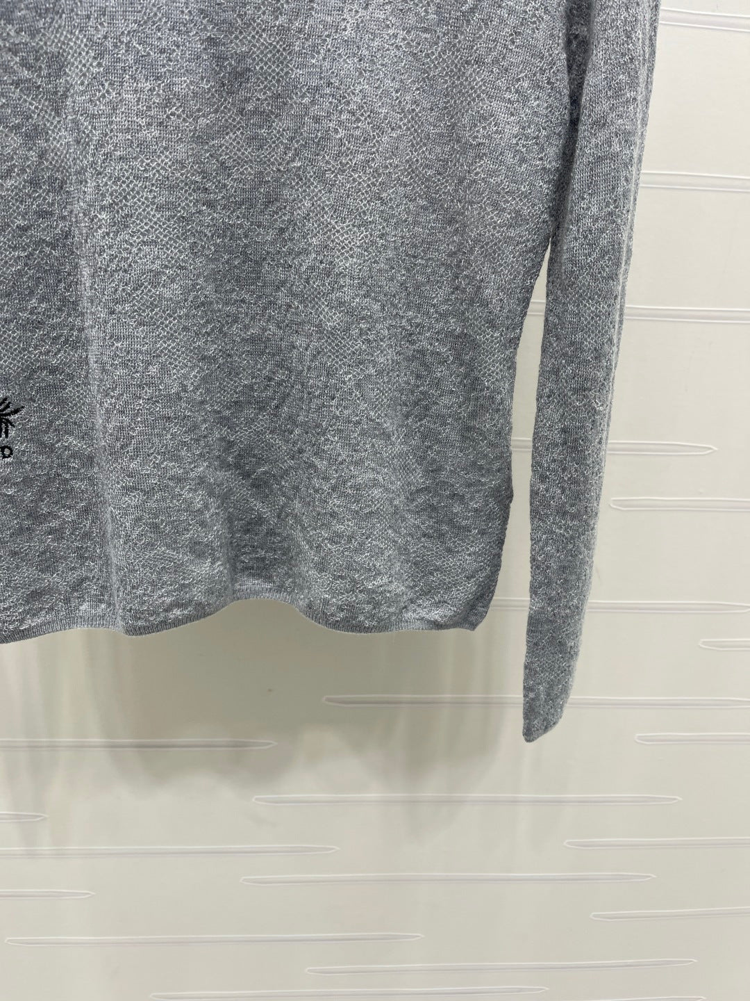 CD 26s Hollow-Out Patterned Knit Long-Sleeved Top Grey Wool 424831