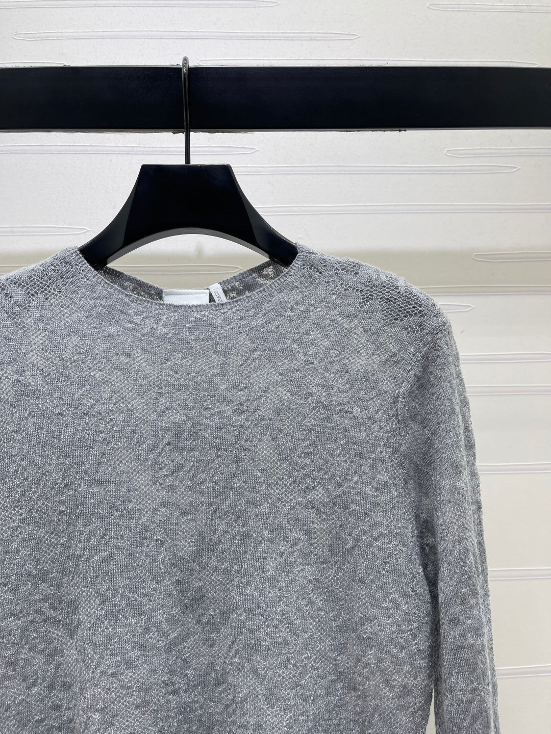 CD 26s Hollow-Out Patterned Knit Long-Sleeved Top Grey Wool 424831