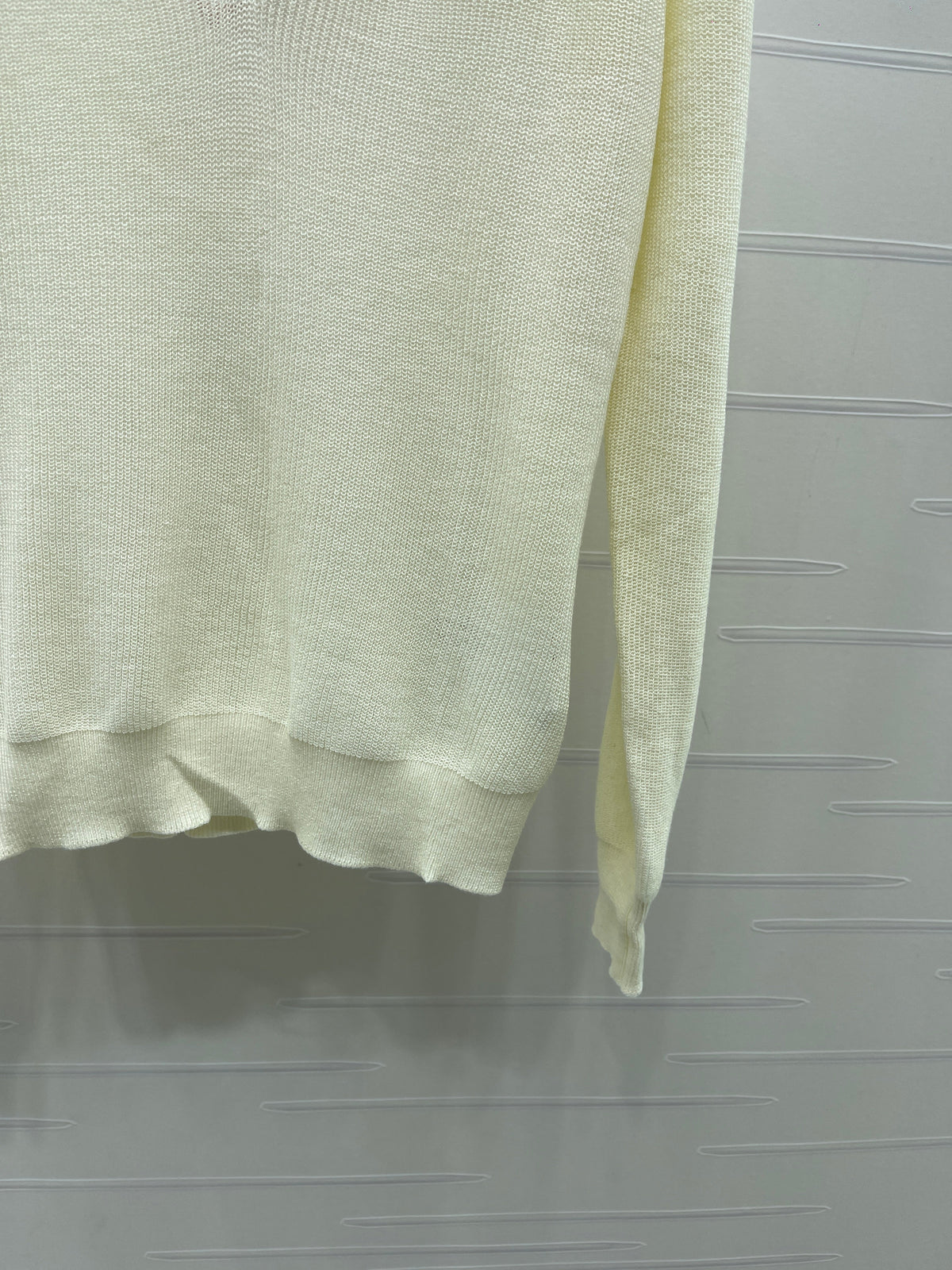 Miu 26s Long-Sleeve Knit Polo Ivory Wool Blend 427254
