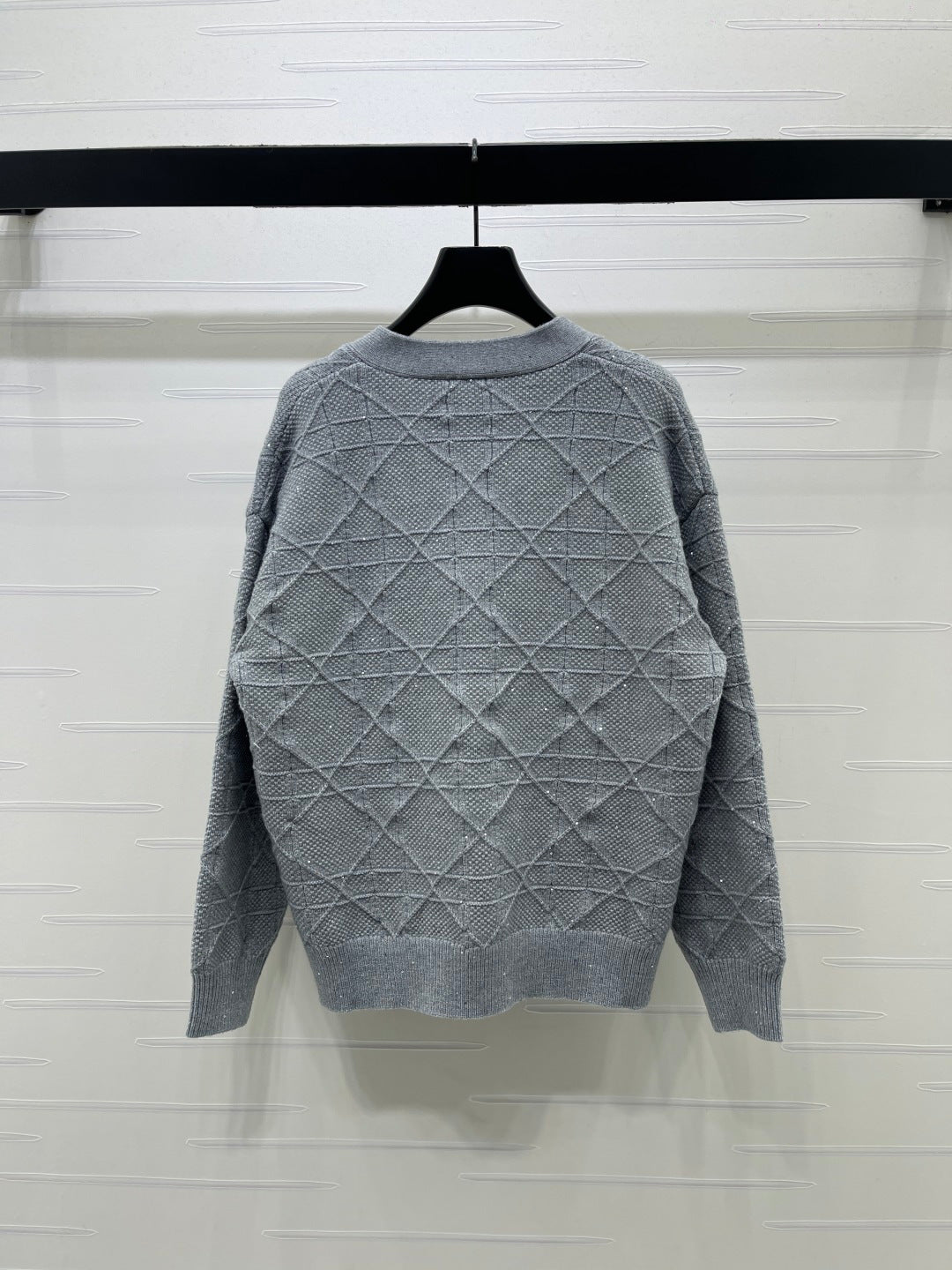 CD 26s Cannage Cardigan Wool Cashmere Grey Knit 439850