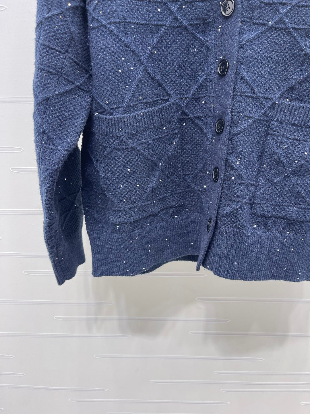 CD 26s Cannage Cardigan Wool Cashmere Navy Knit 439849