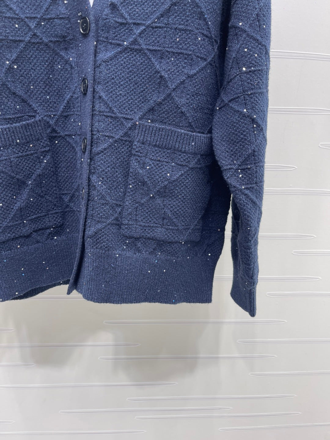 CD 26s Cannage Cardigan Wool Cashmere Navy Knit 439849