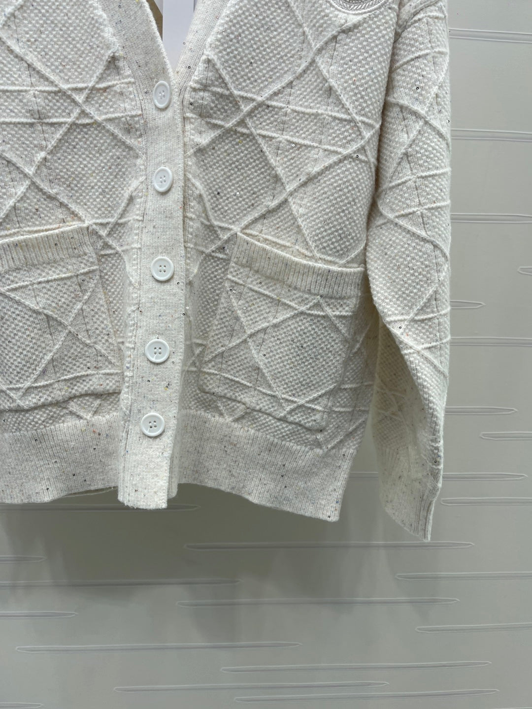 CD 26s Cannage Cardigan Wool Cashmere White Knit 439848