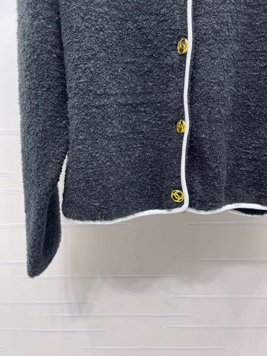 CC 26s Tweed Cardigan Wool Black Knit 439786