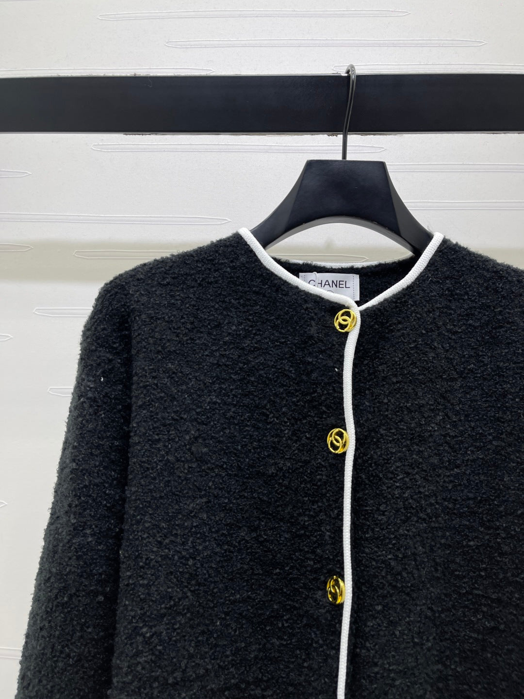 CC 26s Tweed Cardigan Wool Black Knit 439786