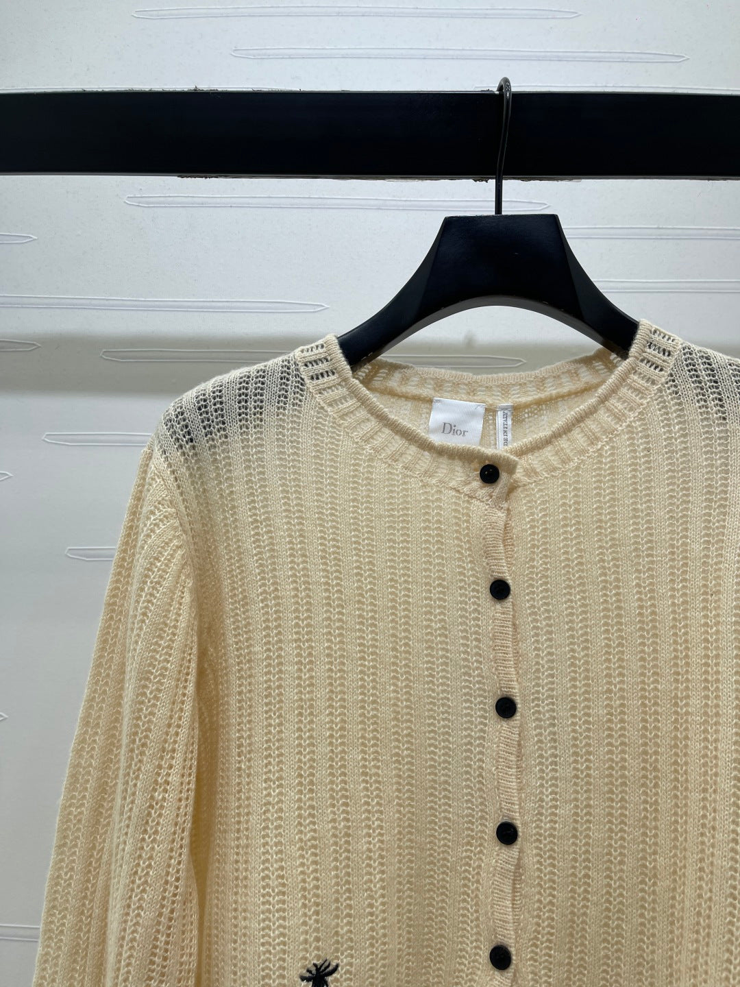 Dior 26s Bee Embroidered Open Knit Cardigan 439909