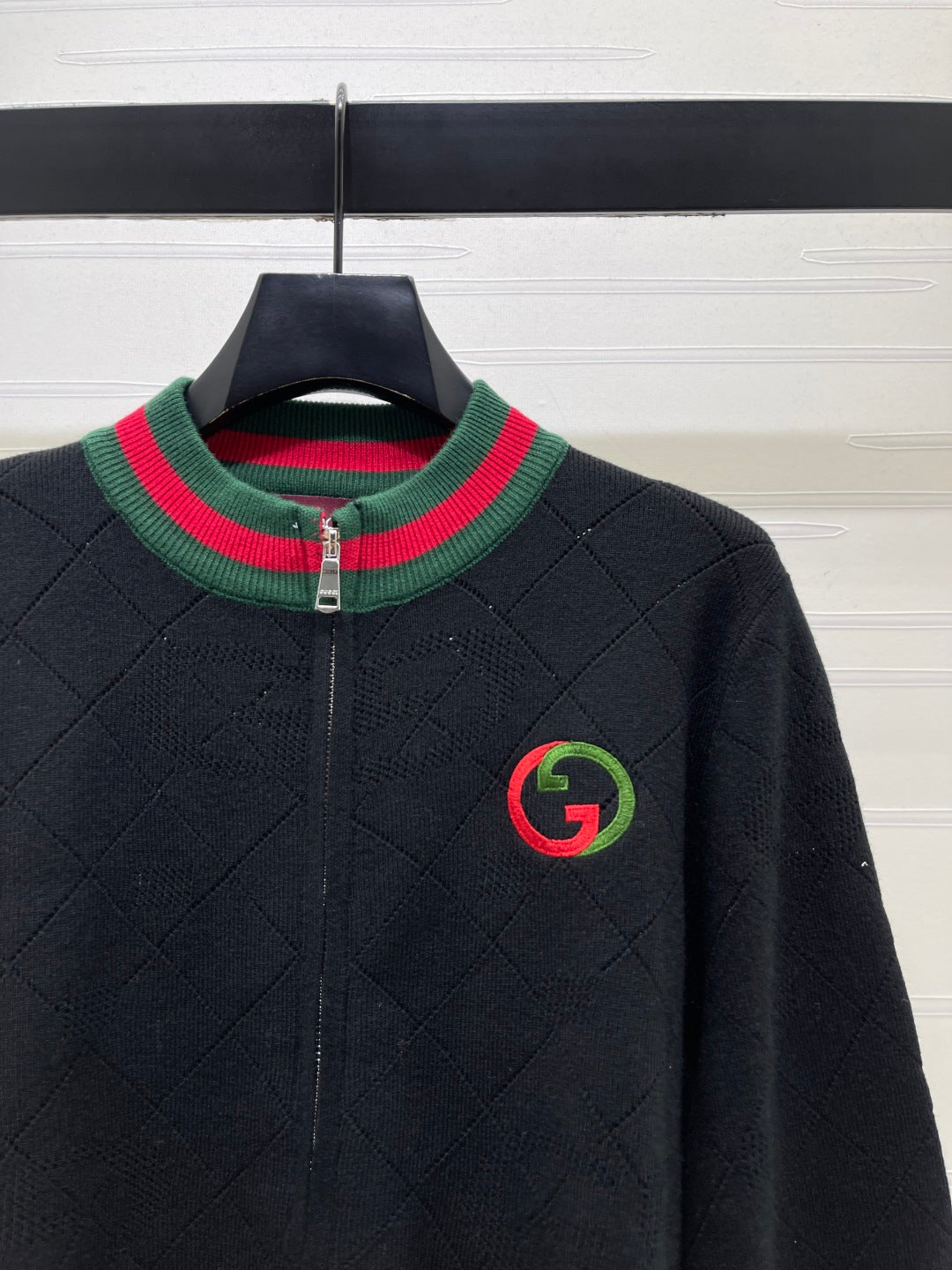 GG 26s Interlocking G Zip Up Cardigan Wool Knit 439809