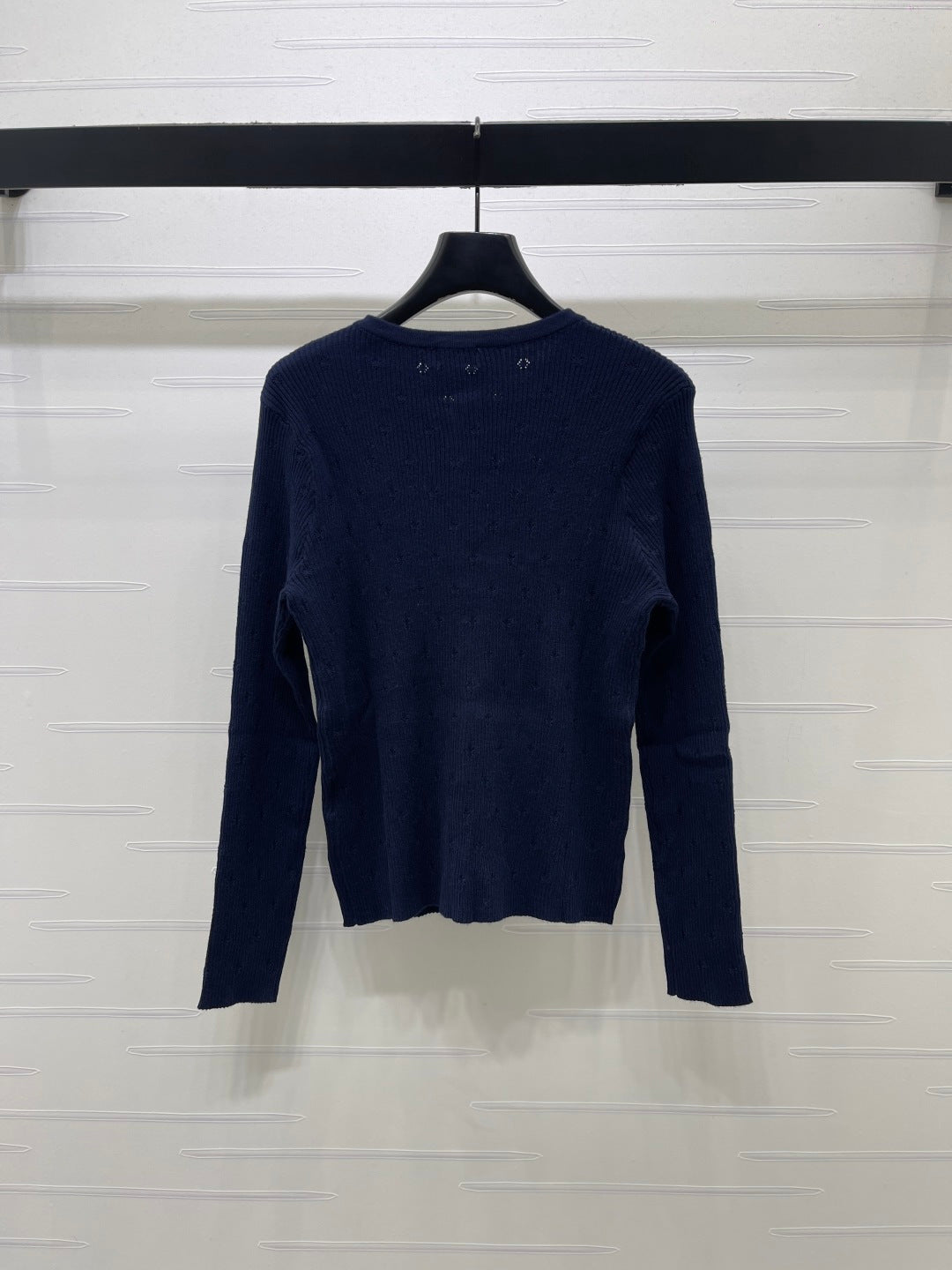Chanel 26s Eyelet Ribbed Wool Cardigan 439898