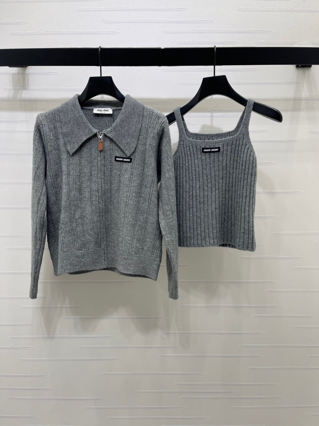 Miu Miu 26s Ribbed Wool Cashmere Cardigan Set 439918
