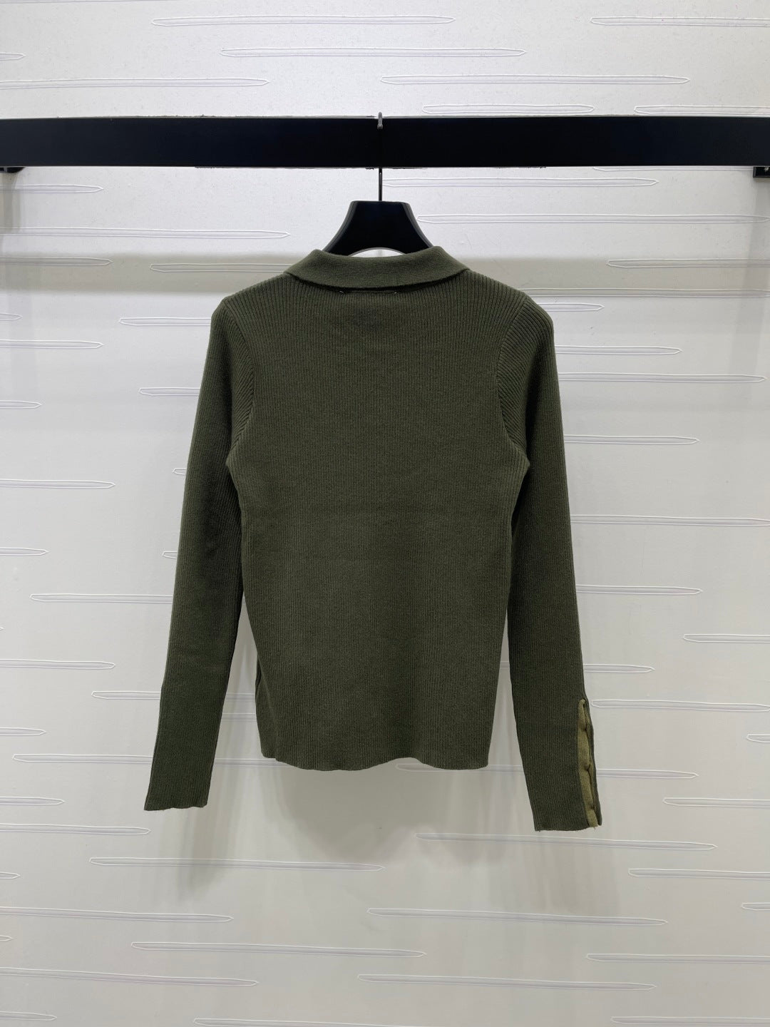 MM 26s Ribbed Cardigan Wool Olive Green Knit 439818